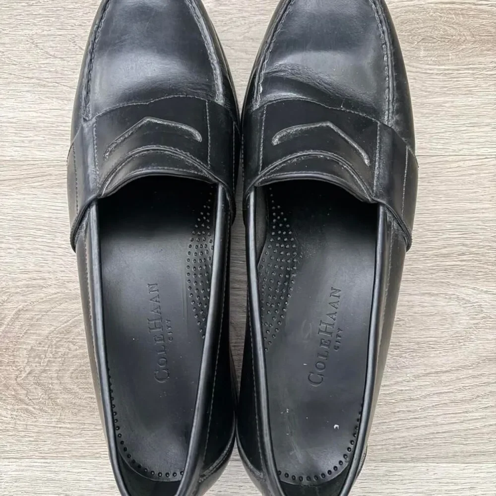 Great condition, Cole-Haan City Men's Black Leather Penny Loafers mens size 9.5